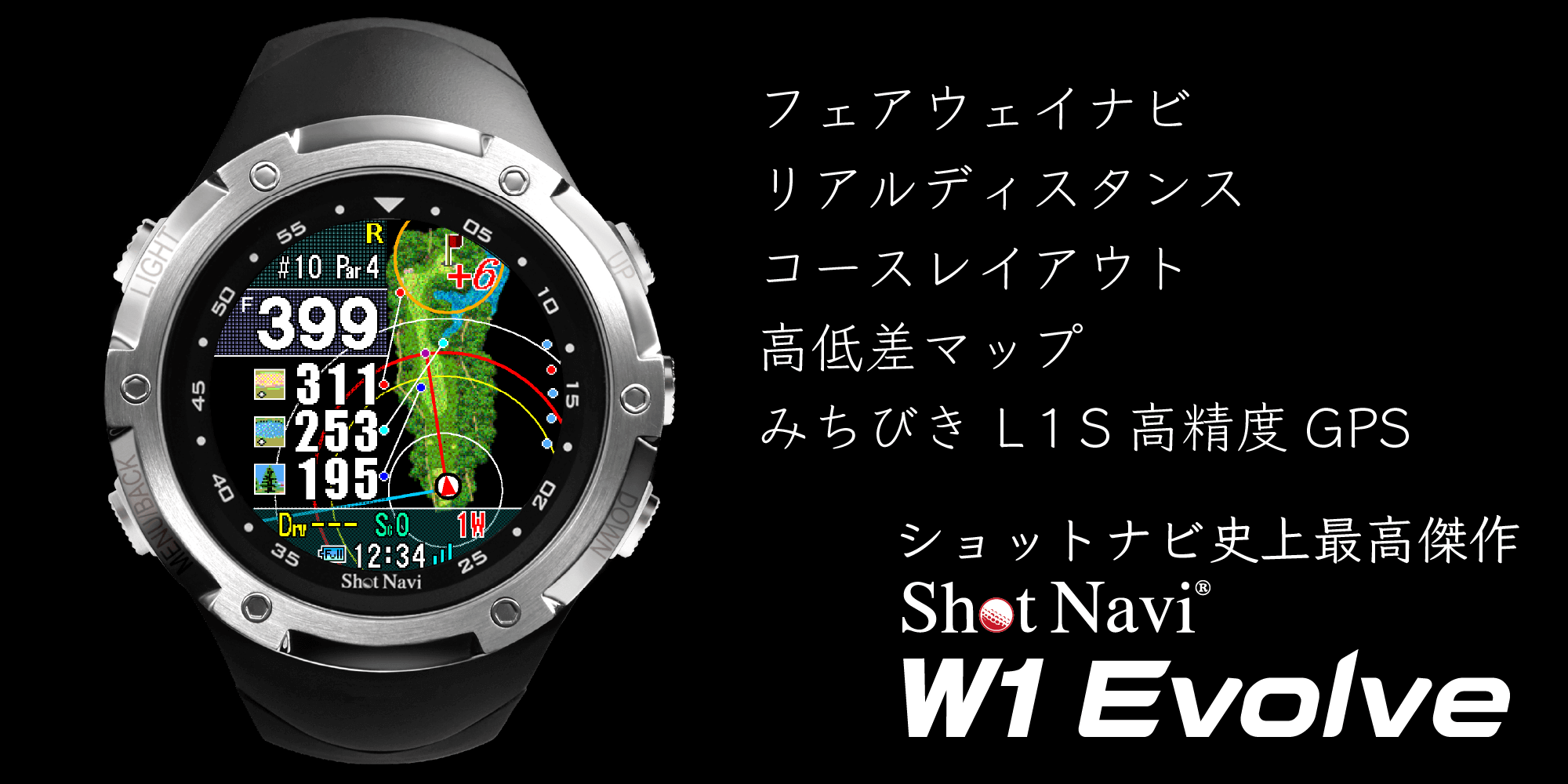 ShotNavi W1 Evolve | 高性能・高精細カラー液晶レイアウト表示